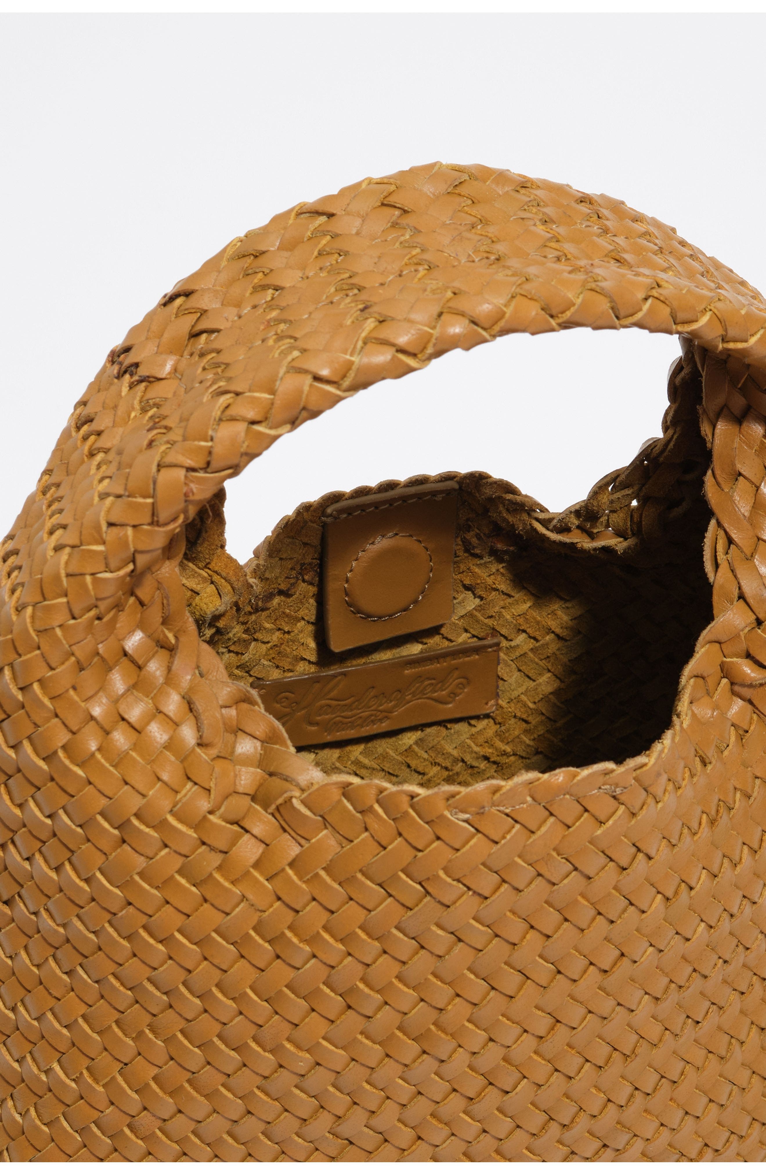 Small Plaited Leather Paper Bag, Alternate, color, LIME