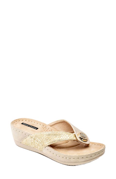 Dafni Snakeskin Embossed Wedge Sandal (Women)