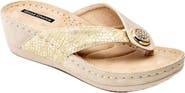 GC SHOES Dafni Snakeskin Embossed Wedge Sandal