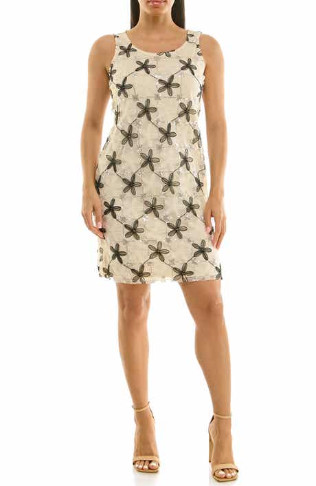 Sleeveless 3D Floral Organza Sheath Dress