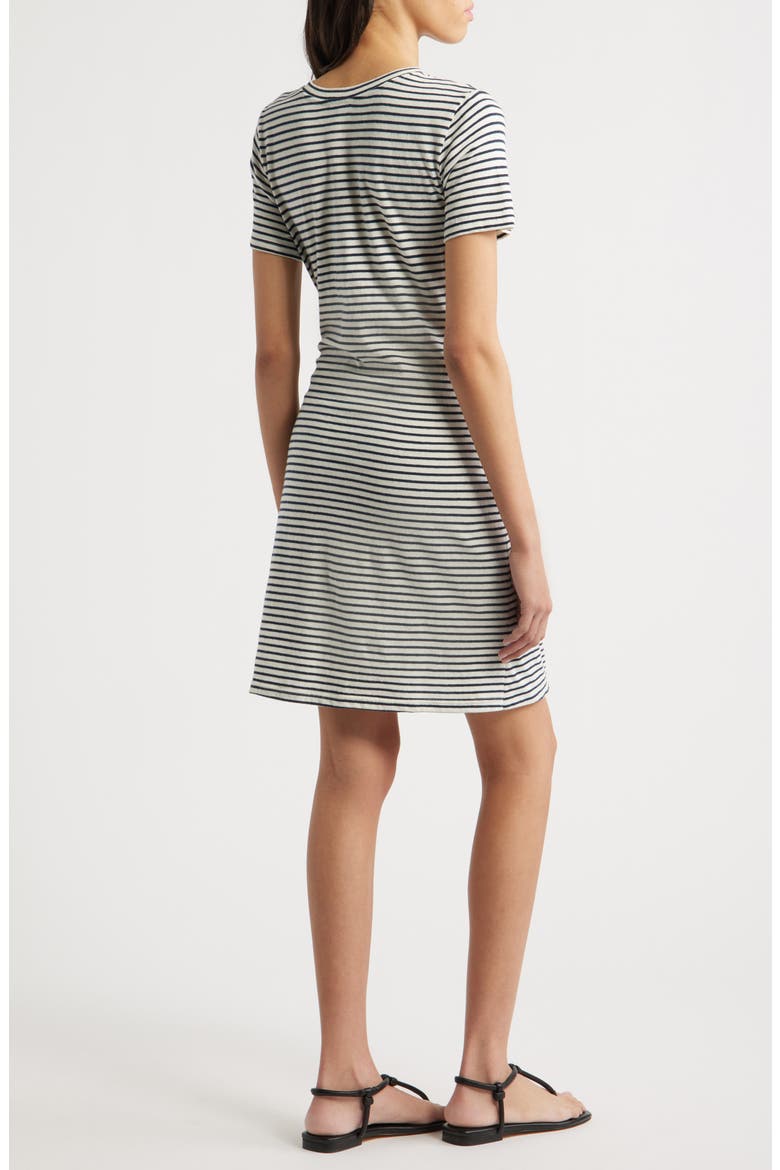 Edie Stripe Tie Waist T-Shirt Dress, Alternate, color, IVORY NAVY MICRO STRIPE