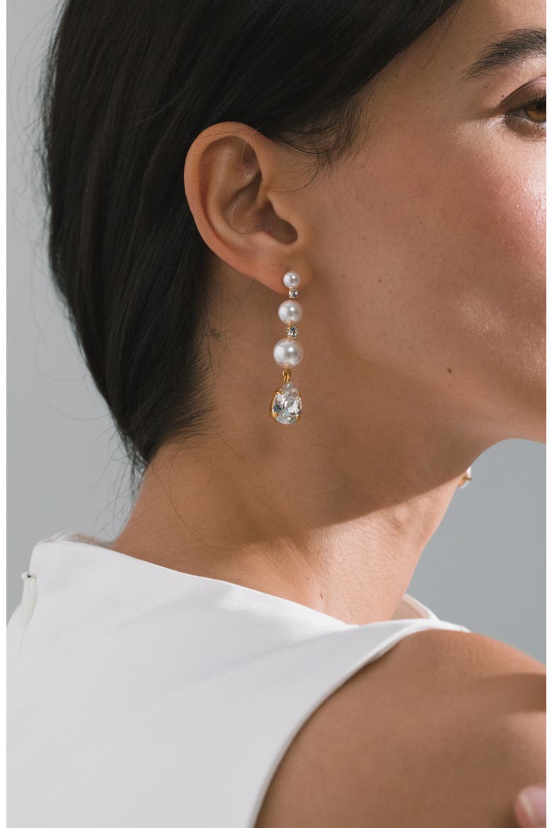 Corisande Faux Pearl & Crystal Drop Earrings, Alternate, color, CRYSTAL PEARL