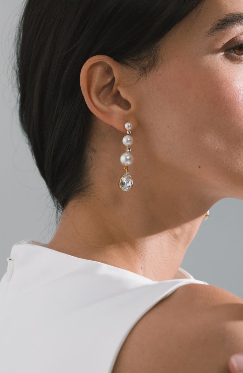 Jennifer Behr Corisande Faux Pearl & Crystal Drop Earrings, Alternate, color, Crystal Pearl