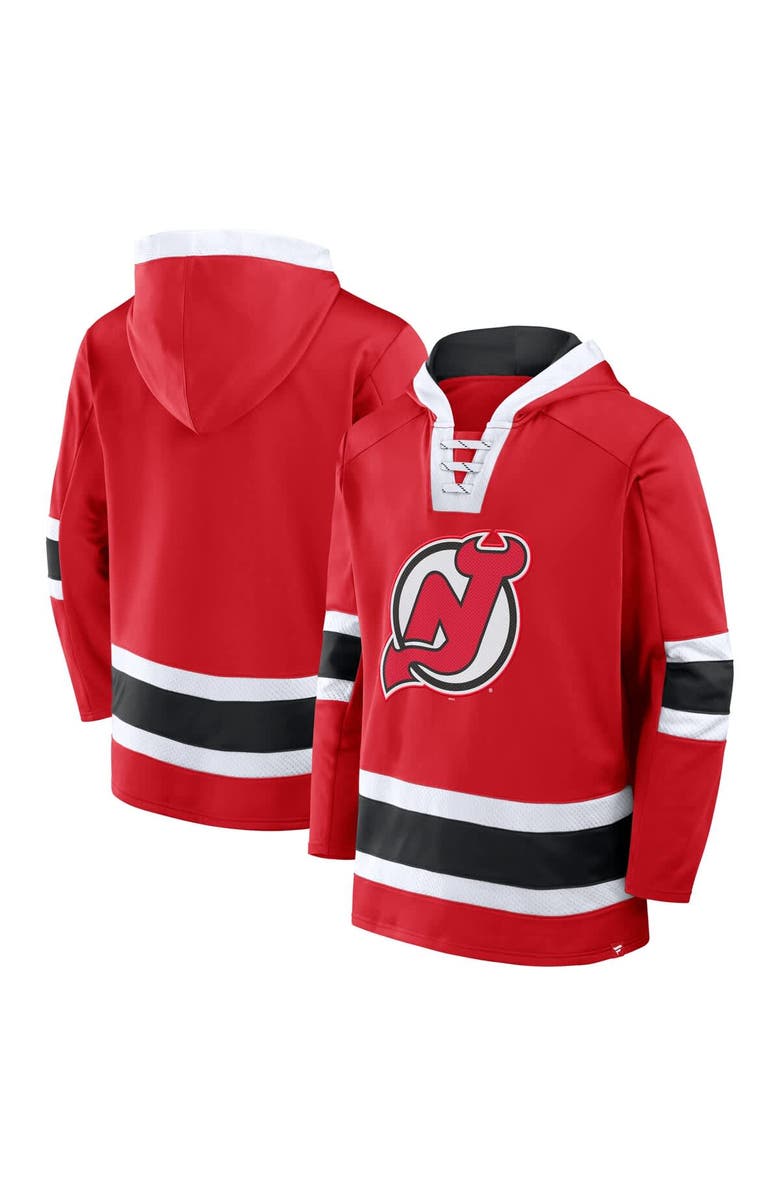 FANATICS Men's Fanatics  Red New Jersey Devils Inside Line Fleece Pullover Hoodie, Alternate, color, Red