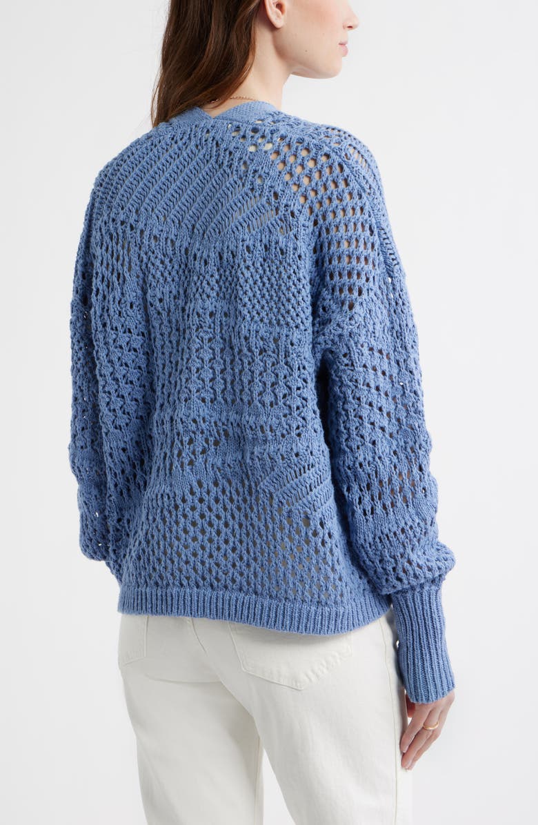 Treasure & Bond Openwork Slouchy Cotton Cardigan, Alternate, color, Blue Beyond