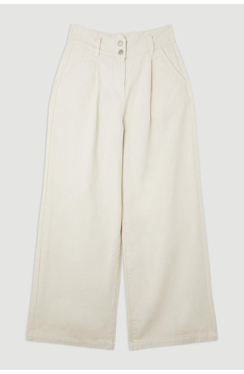 Karen Millen High Waisted Denim Wide Leg Jeans, Alternate, color, Cream