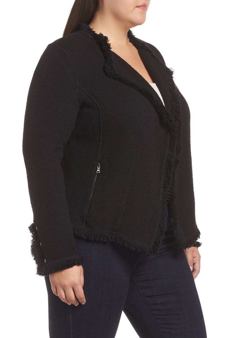 Fringe Mix Knit Jacket, Alternate, color, BLACK ONYX