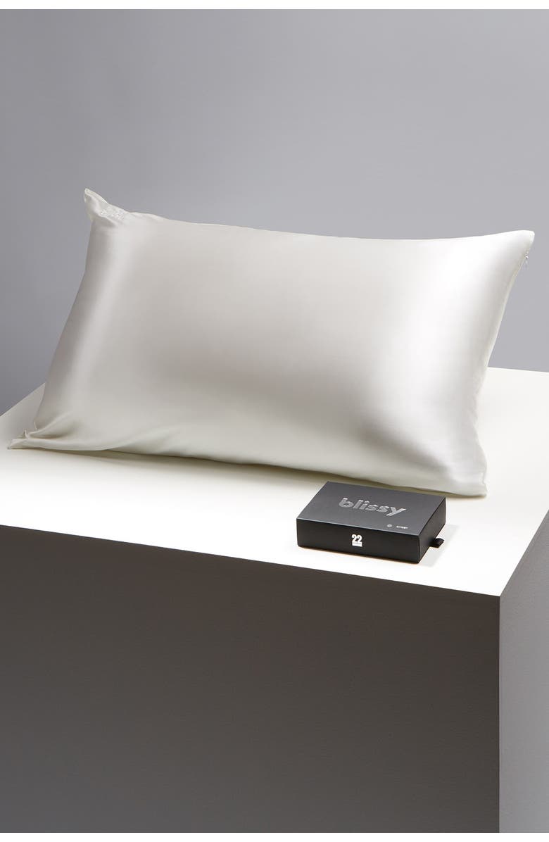 BLISSY Mulberry Silk Pillowcase, Main, color, White