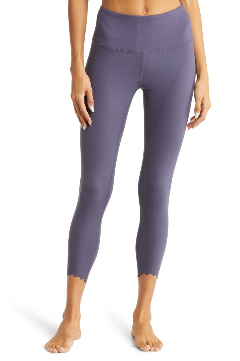 Scalloped Studio Lite 7/8 Leggings, Main, color, GREY STONE