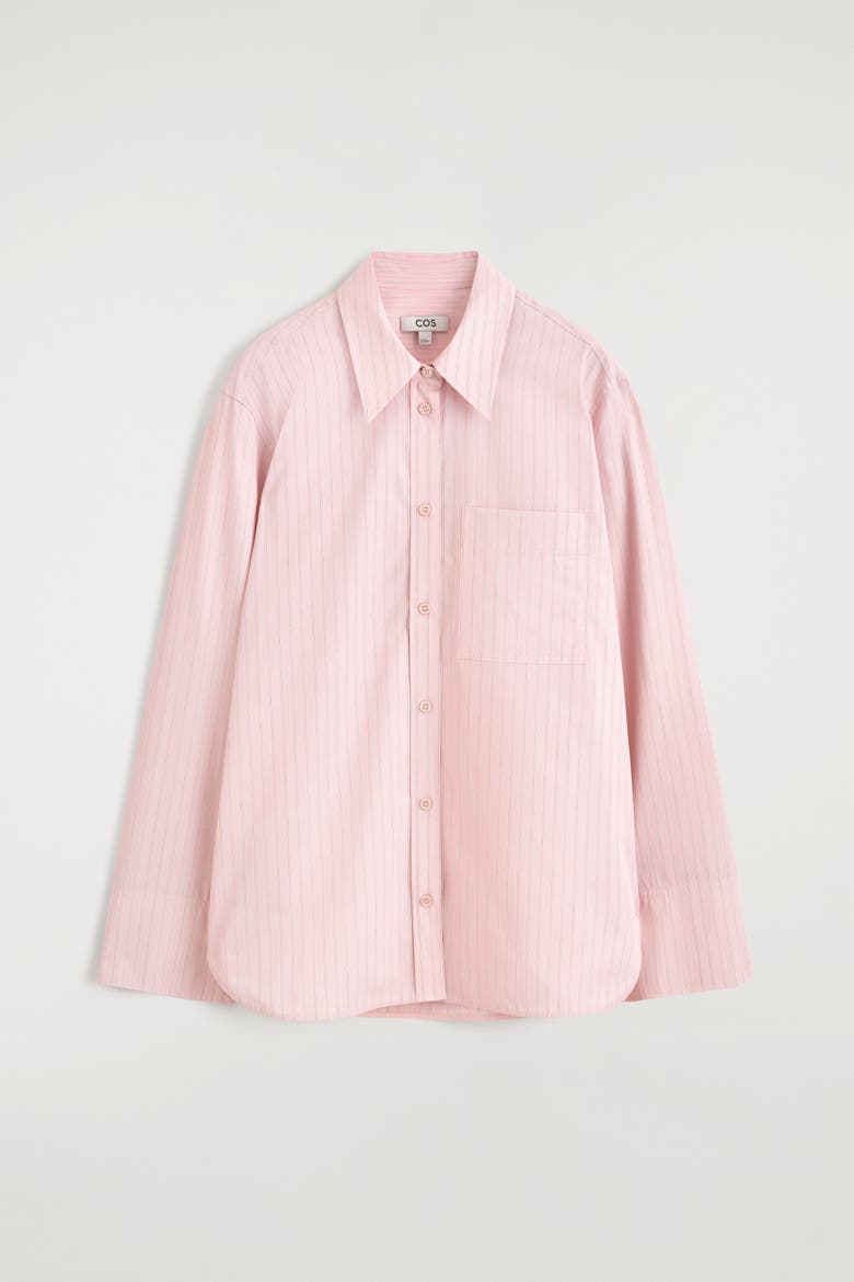 Striped Cotton Shirt, Alternate, color, PINK / STRIPED