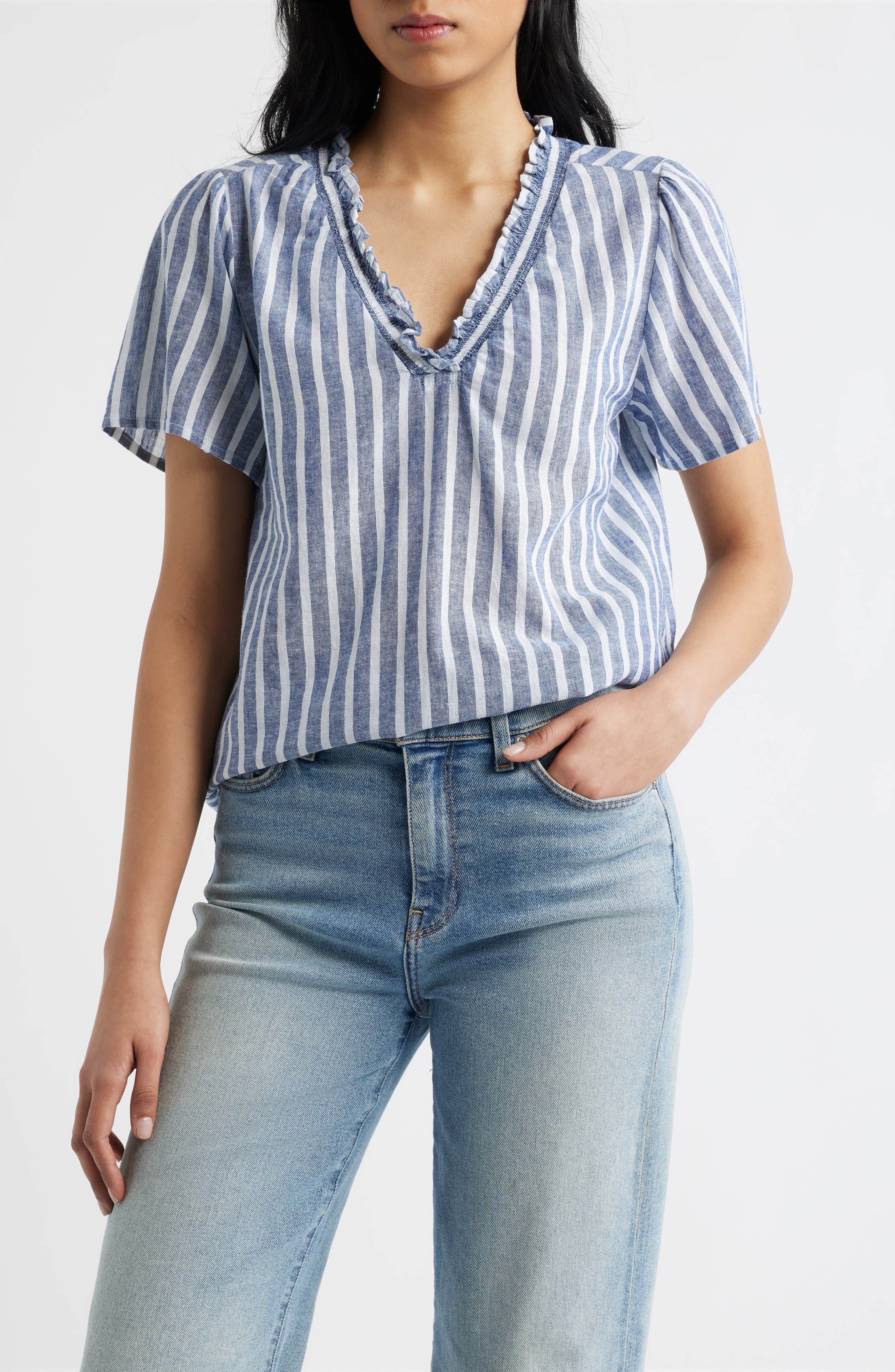 Bree Ruffle Linen & Cotton Top - image 5