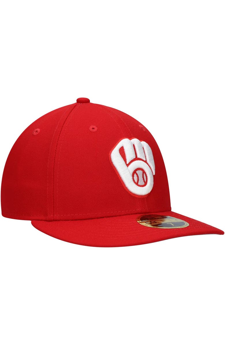 New Era Men's New Era Scarlet Milwaukee Brewers Low Profile 59FIFTY Fitted Hat, Alternate, color, Scarlet