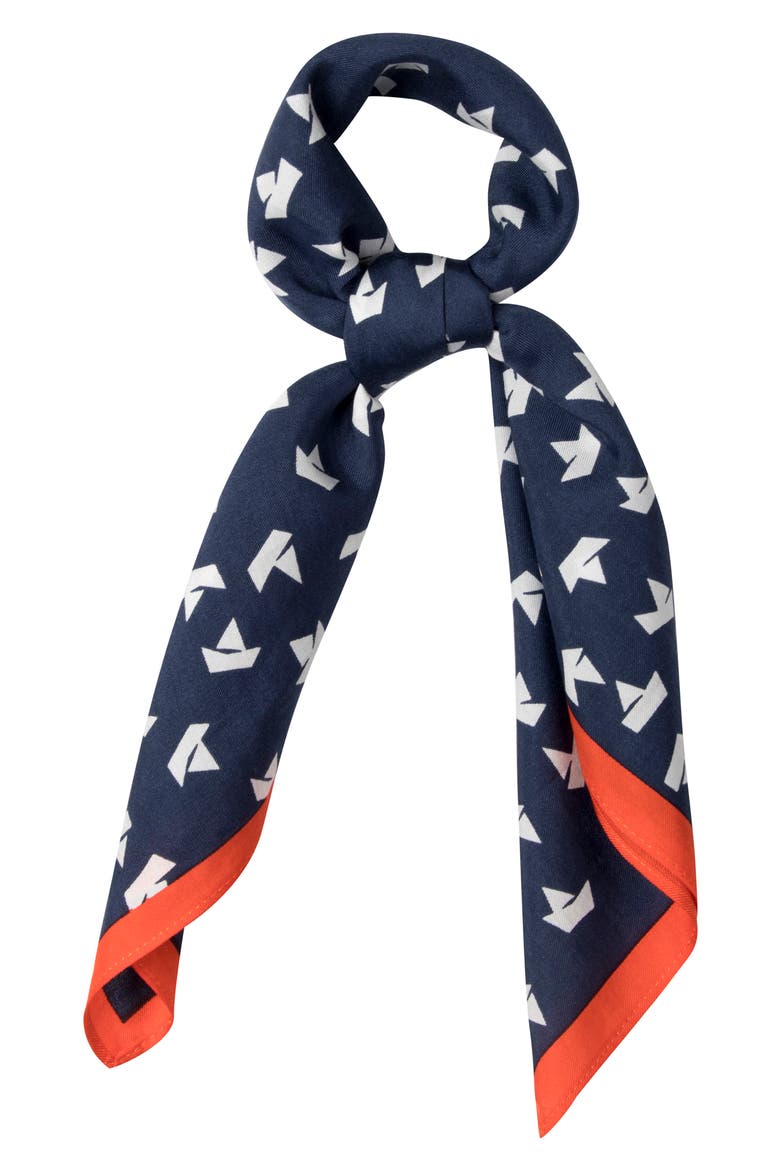 paper boats cotton & silk bandana scarf, Main, color, SQUID INK