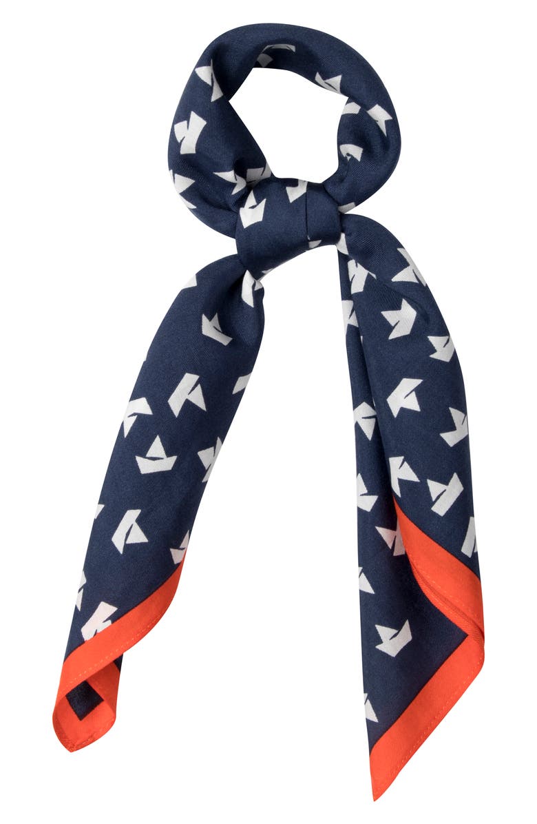 Kate Spade New York paper boats cotton & silk bandana scarf, Main, color, 