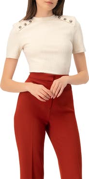 IVONNE Puffed Shoulder Beige Top
