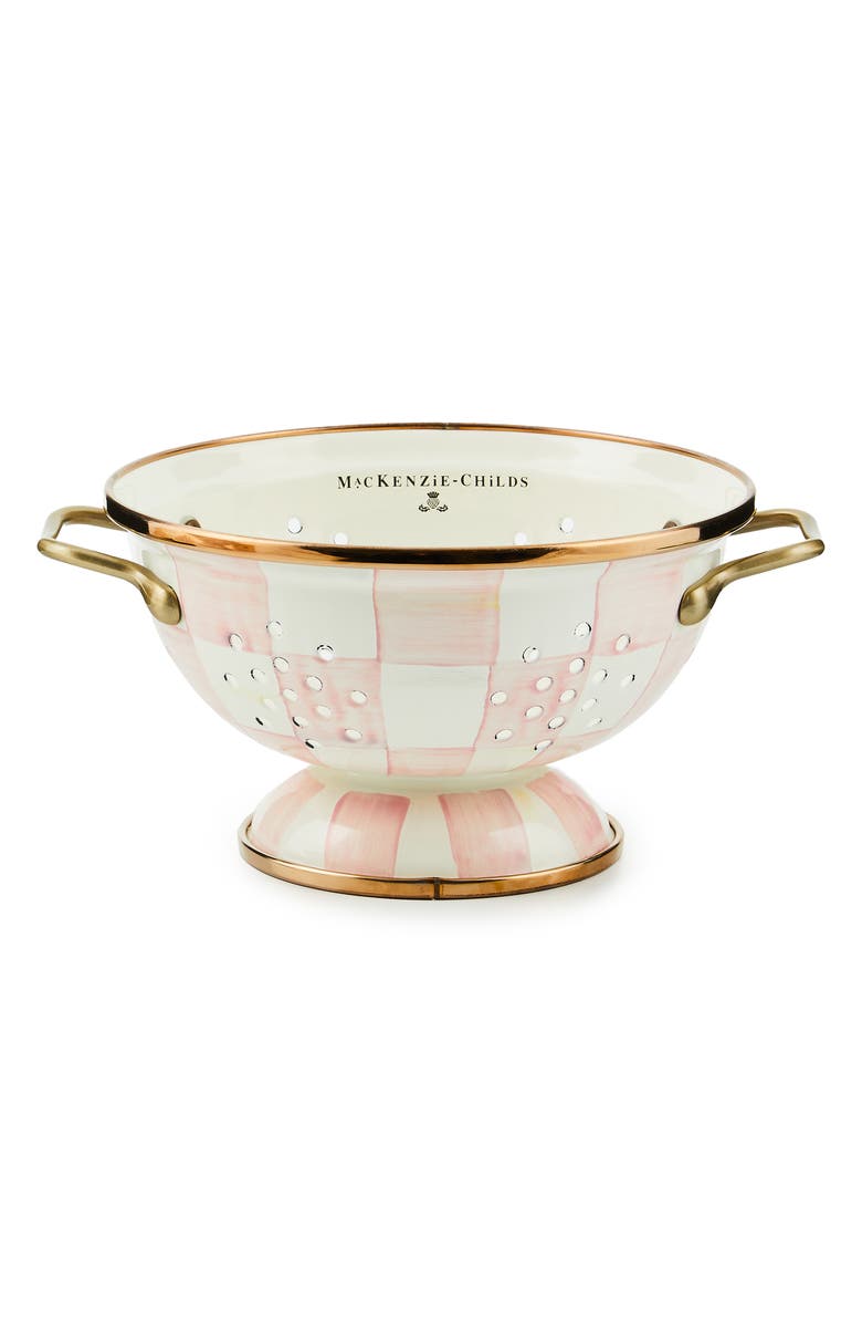 MACKENZIE CHILDS Rosy Check Small Colander, Main, color, Pink/ White