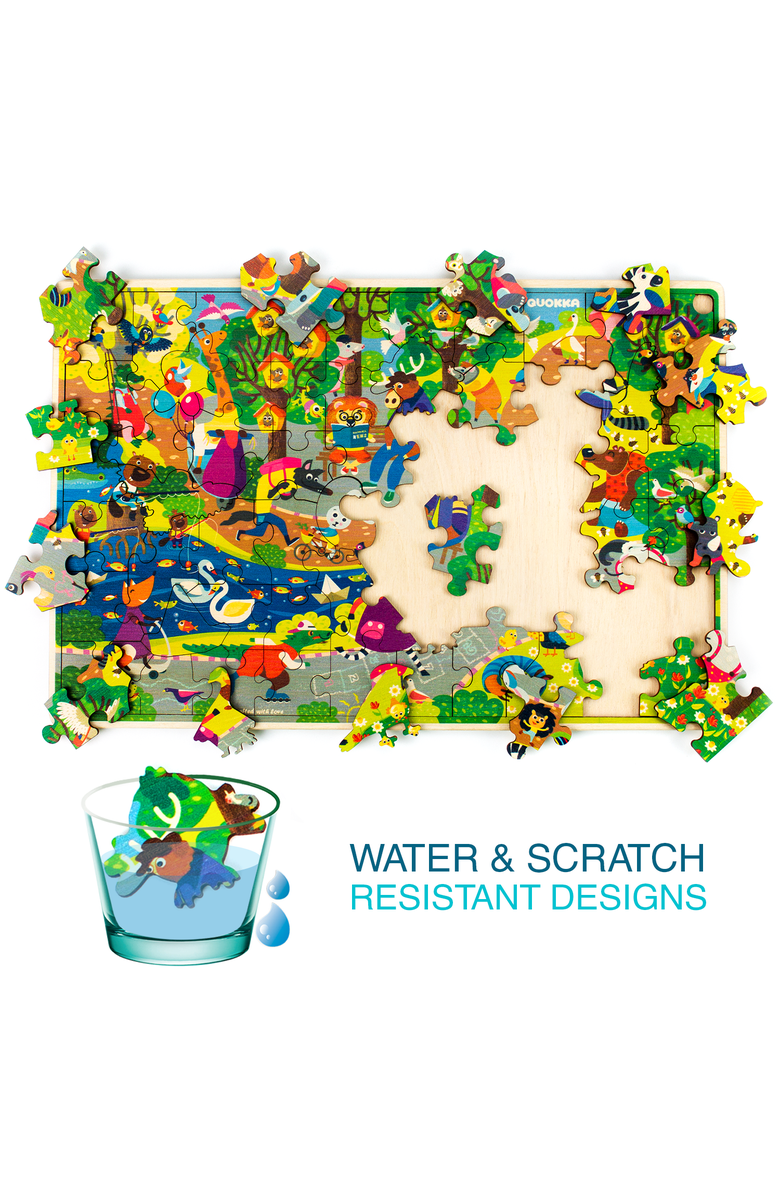 Quokka 4x60 Piece Wooden Jigsaw Puzzles for Kids, Alternate, color, Forest Bug Africa Vechicles