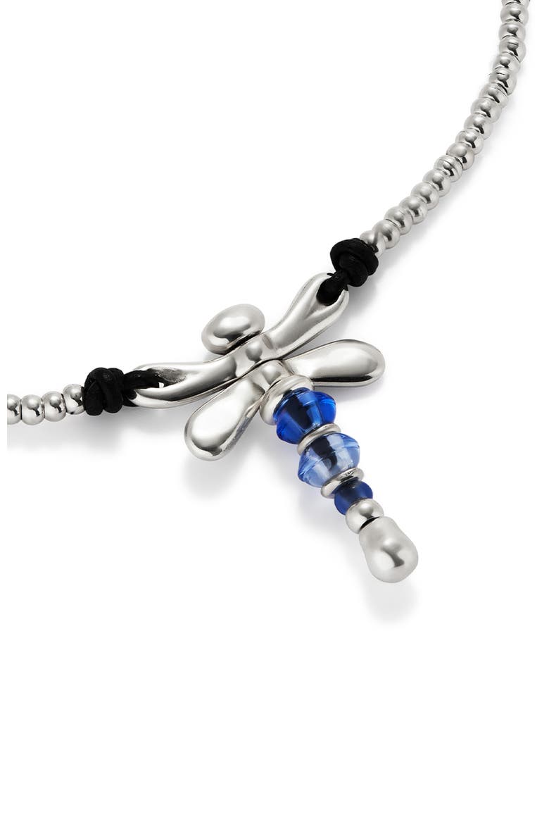 Short Pendant Necklace With Dragonfly, Alternate, color, Silver