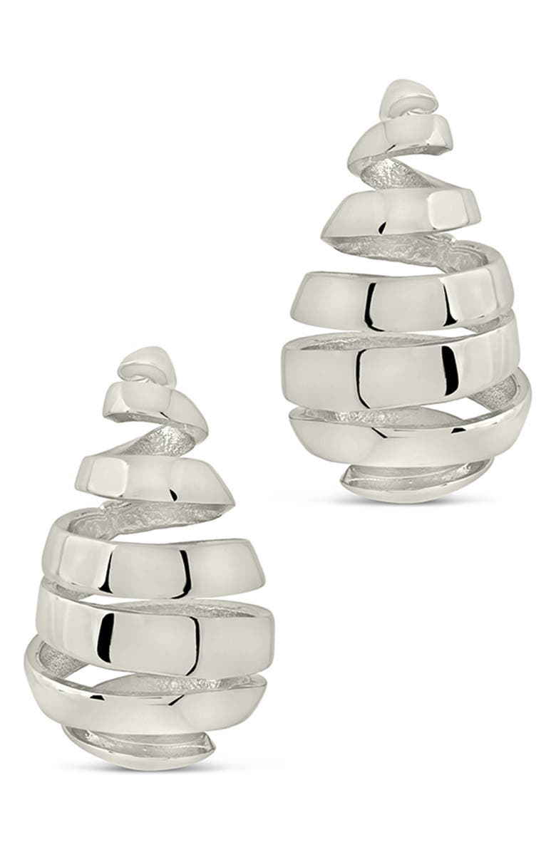 Sterling Forever Margot Ribbed Teardrop Stud Earrings, Alternate, color, Silver