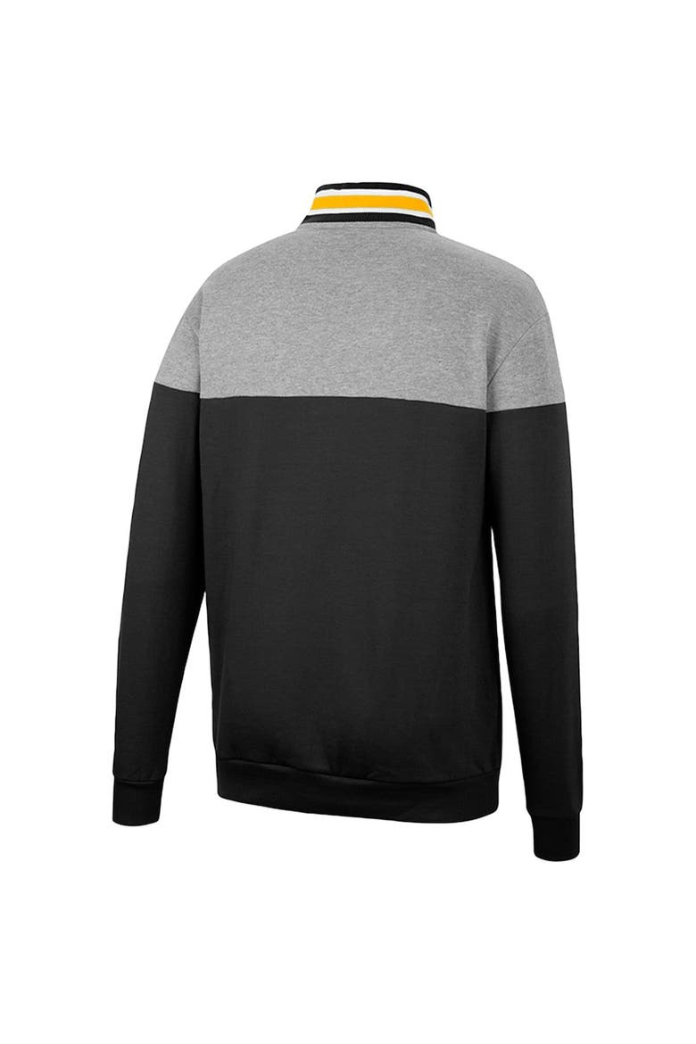 Men's Colosseum Black/Heather Gray Iowa Hawkeyes Be the Ball Quarter-Zip Top, Alternate, color, Black