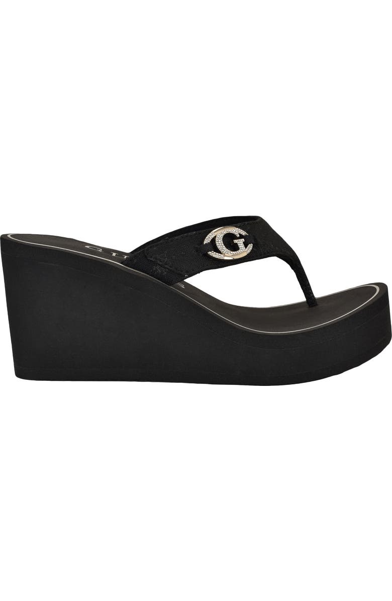 GUESS Shai Platform Wedge Flip Flop, Alternate, color, Black