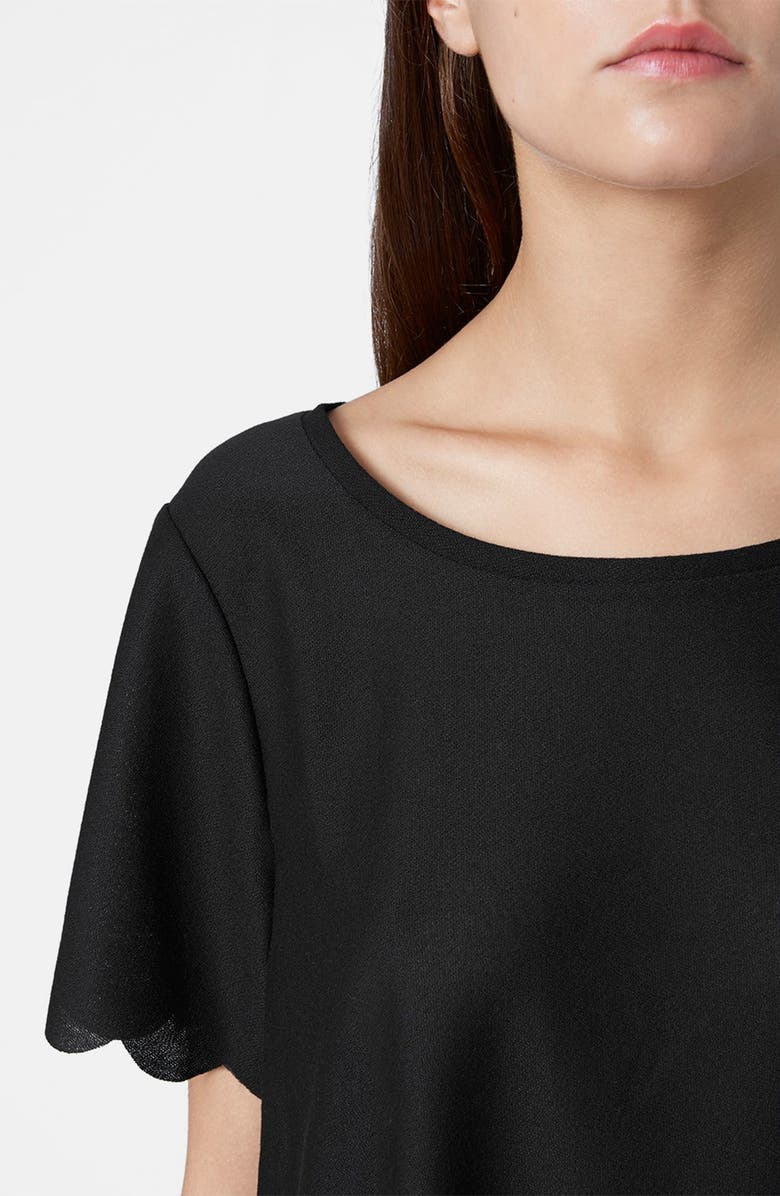Topshop Scallop Frill Tee, Alternate, color,