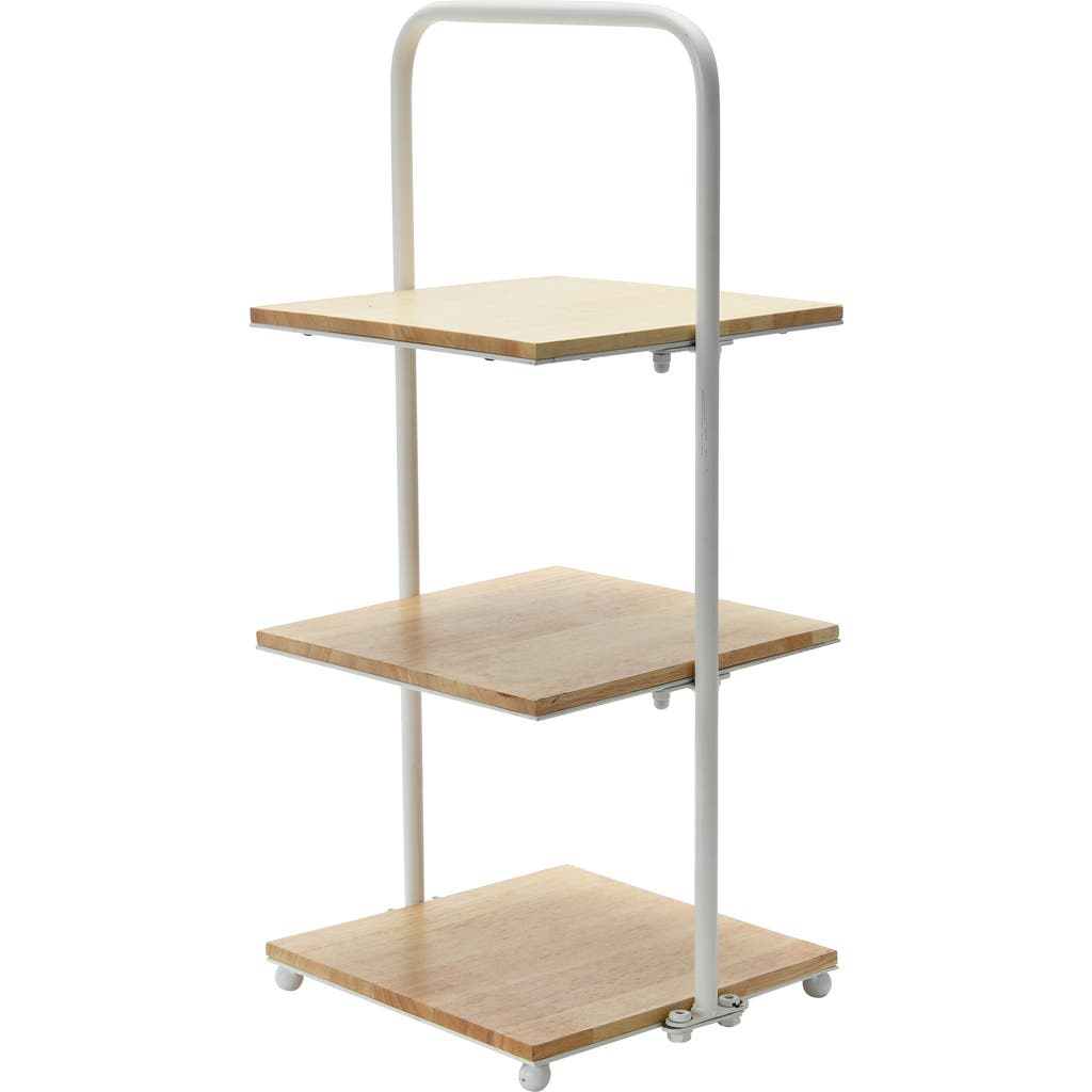 Storied Home Modern Decorative Tray With 3 Shelves; Solid Wood Kitchen Coffee Or Tea Station And Pla In Brown