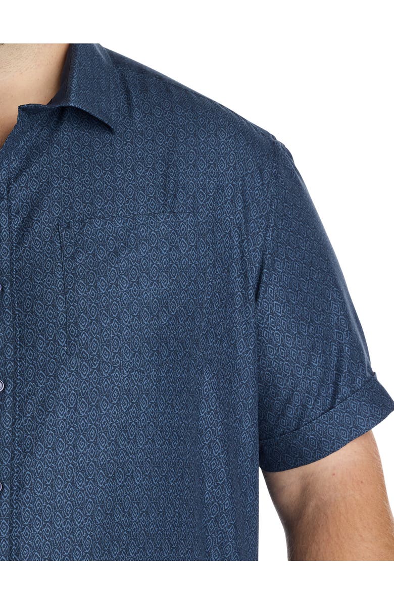 Synrgy by DXL Big & Tall Tribal Print Microfiber Sport Shirt, Alternate, color, Navy