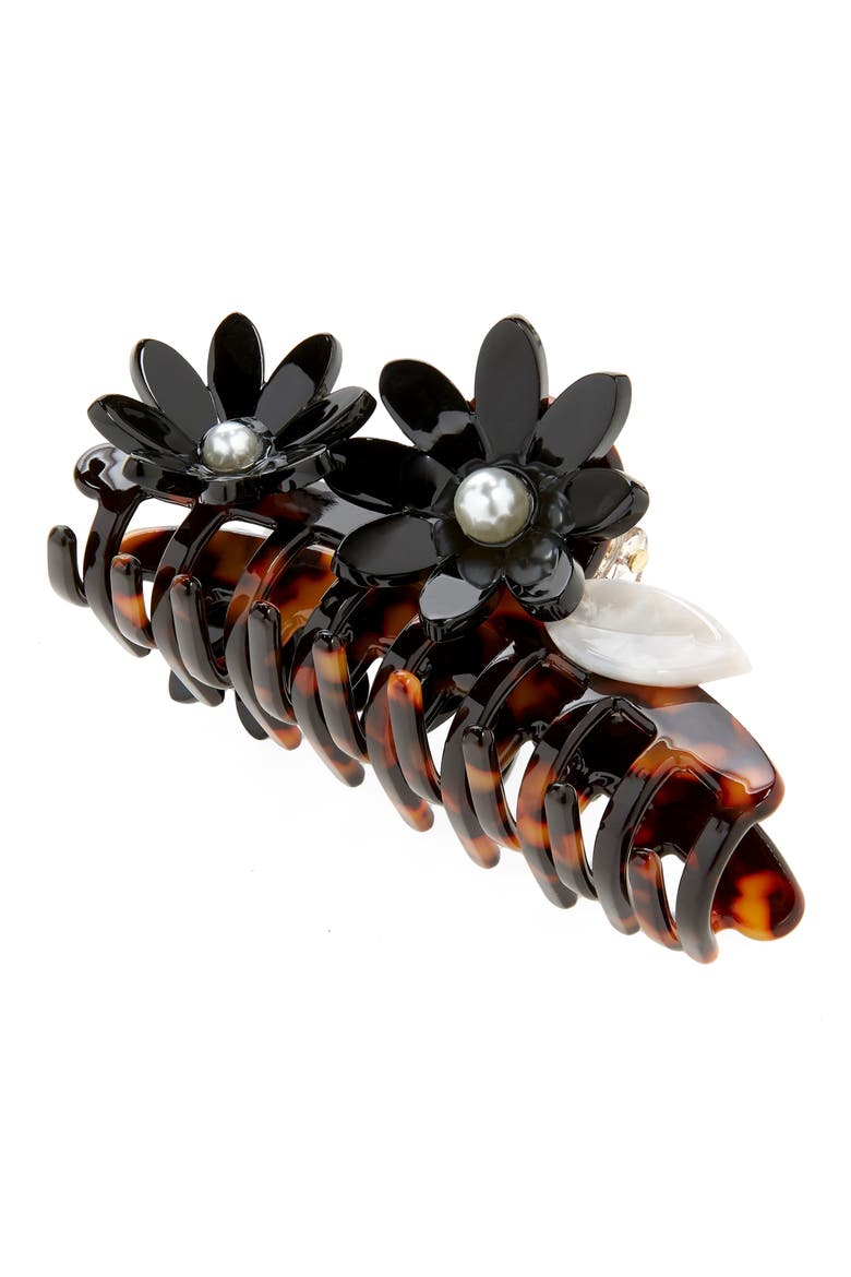 Petunia Claw Hair Clip, Main, color, JET