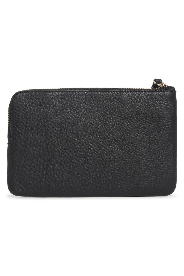 leila pebbled leather medium pouch, Alternate, color, BLACK