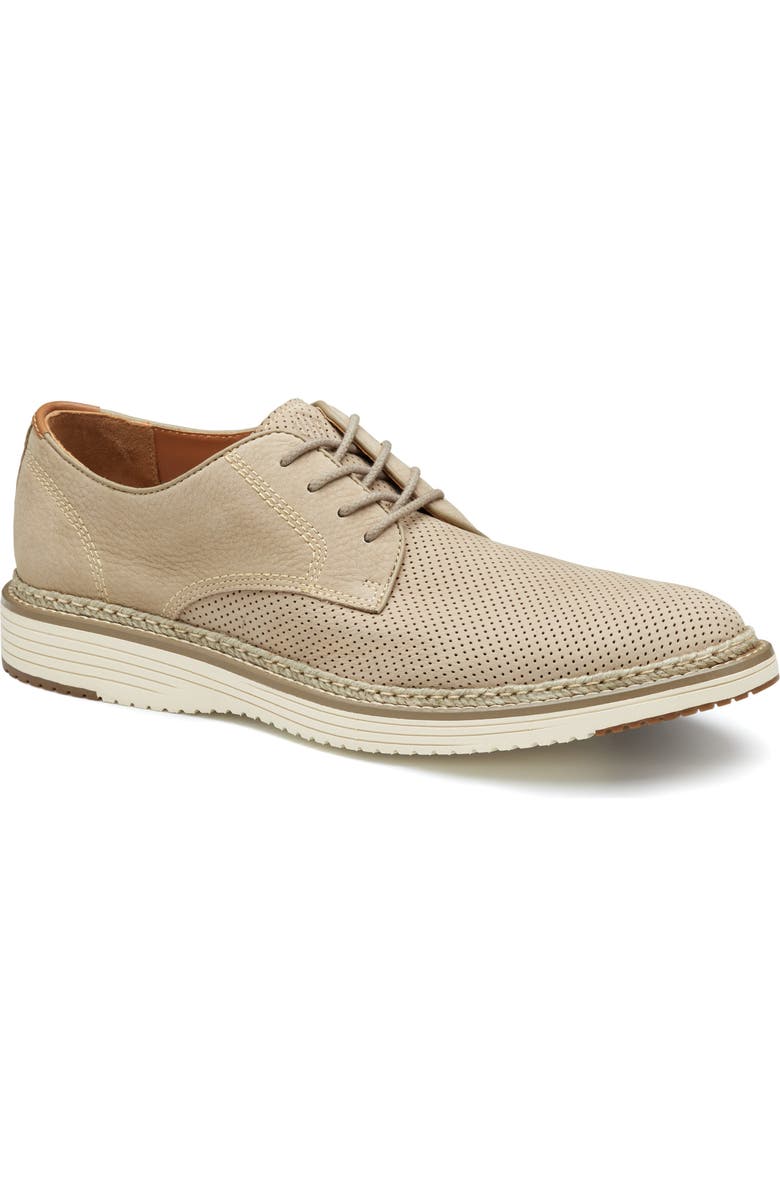 Johnston & Murphy Upton Perforated Plain Toe Derby, Main, color, Taupe Nubuck