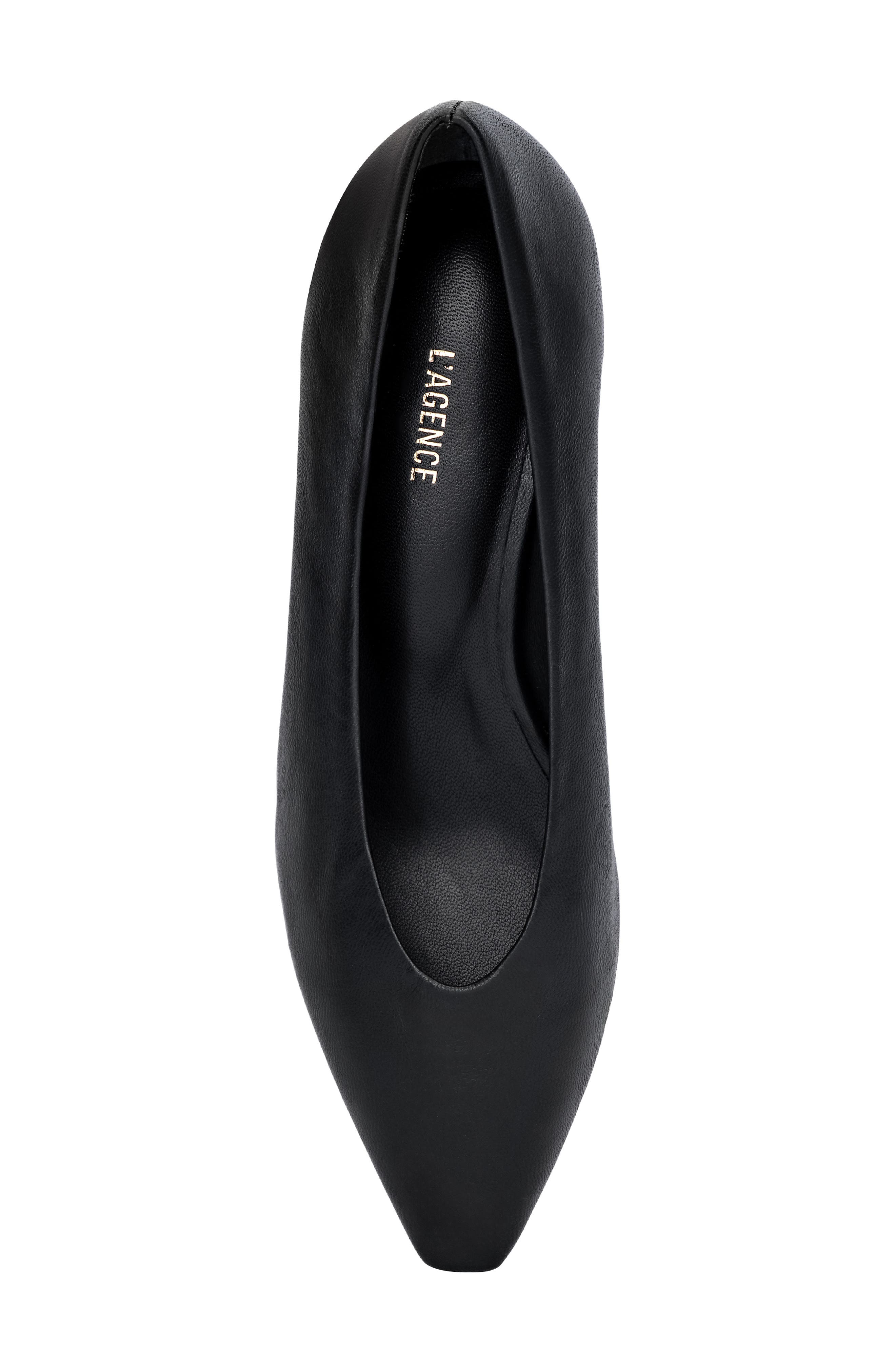 L'AGENCE Suzanne Pointed Toe Flat, Alternate, color, Black Leather