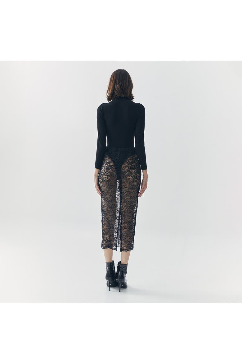 Mila See Thru Lace Skirt, Alternate, color, Black