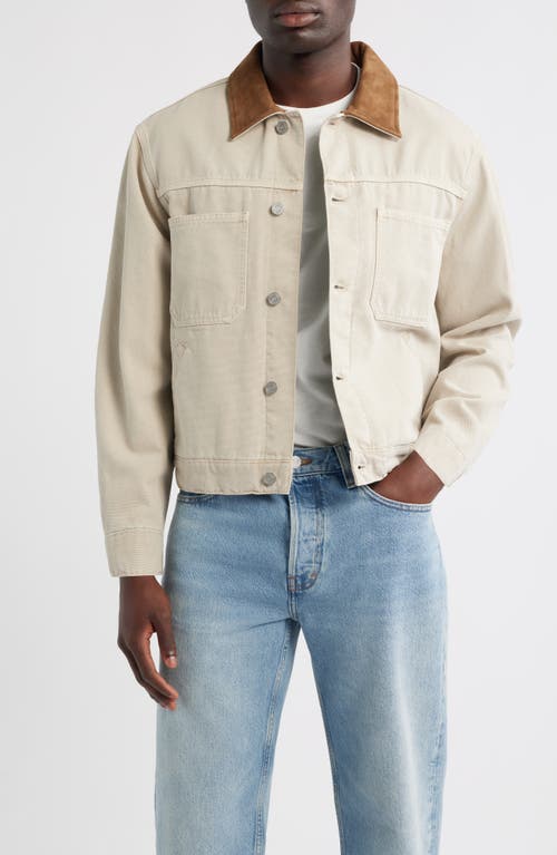 Frame Suede-trimmed Cotton-canvas Jacket In Neutral