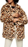 Topshop Eddie Leopard Pattern Faux Fur Jacket