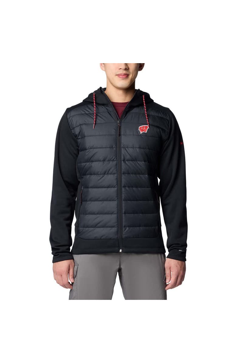 Columbia Men's Columbia  Black Wisconsin Badgers Out-Shield Hybrid Full-Zip Hoodie Jacket, Main, color, Black