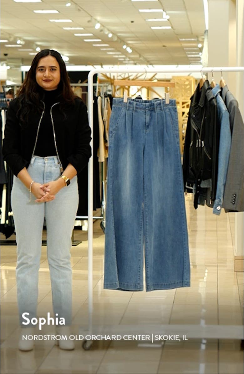 Pleated High Waist Super Wide Leg Jeans