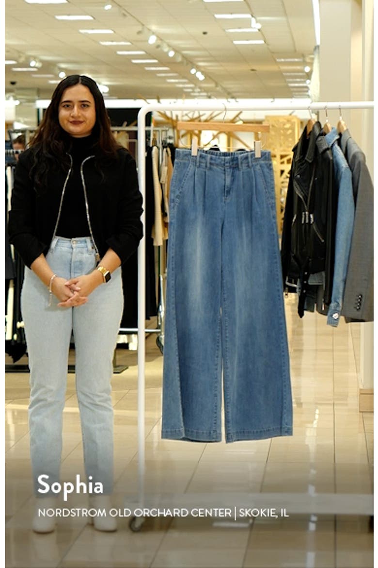 Pleated High Waist Super Wide Leg Jeans video