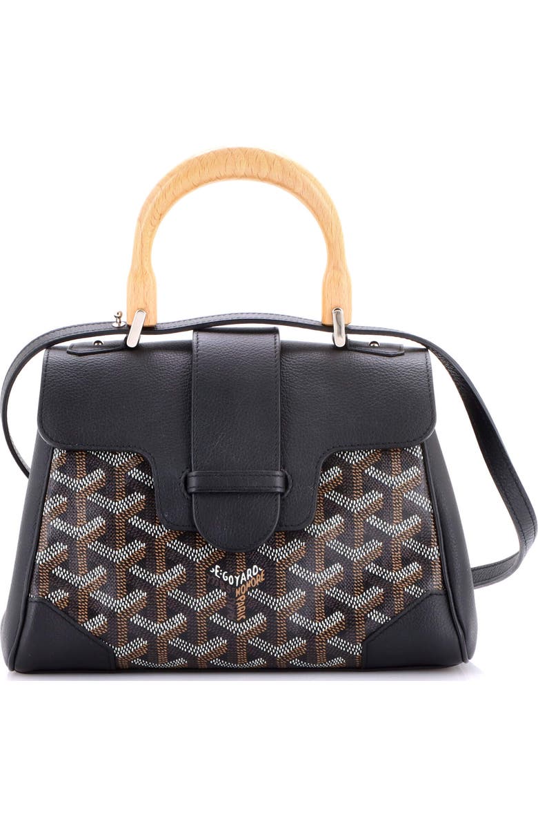 Pre-Owned Goyard Saigon Top Handle Bag Coated Canvas with Leather Mini, Main, color, Black