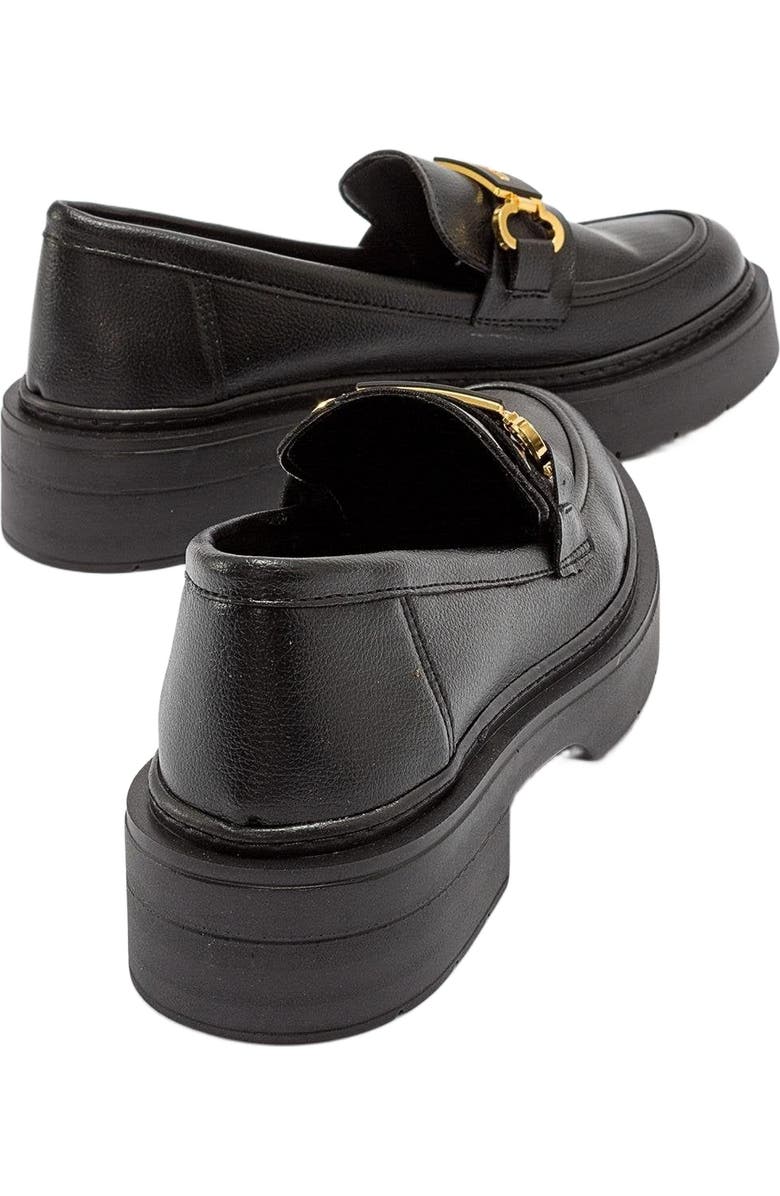 Prologue Shoes Simone Bit Platform Loafer, Alternate, color, Black Faux Leather