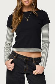 EDIKTED Layered Long Sleeve T-Shirt