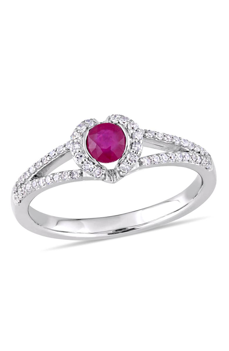 Julianna B. Ruby & Diamond Halo Engagement Ring 14k, Main, color, Ruby