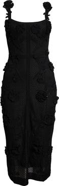 Carolina Herrera Sequin & Crochet Flower Mesh Gown
