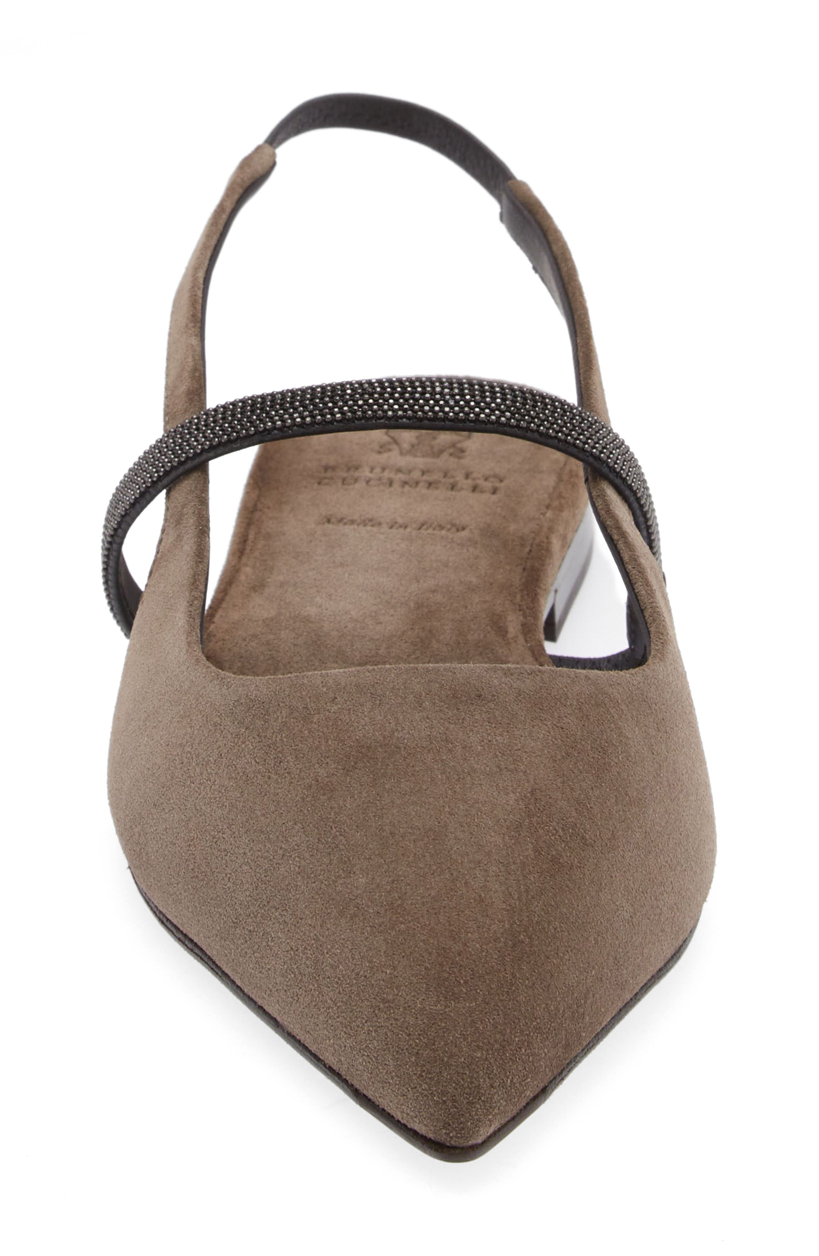 Brunello Cucinelli Monili Pointed Toe Slingback Flat, Alternate, color, C8769 Torba