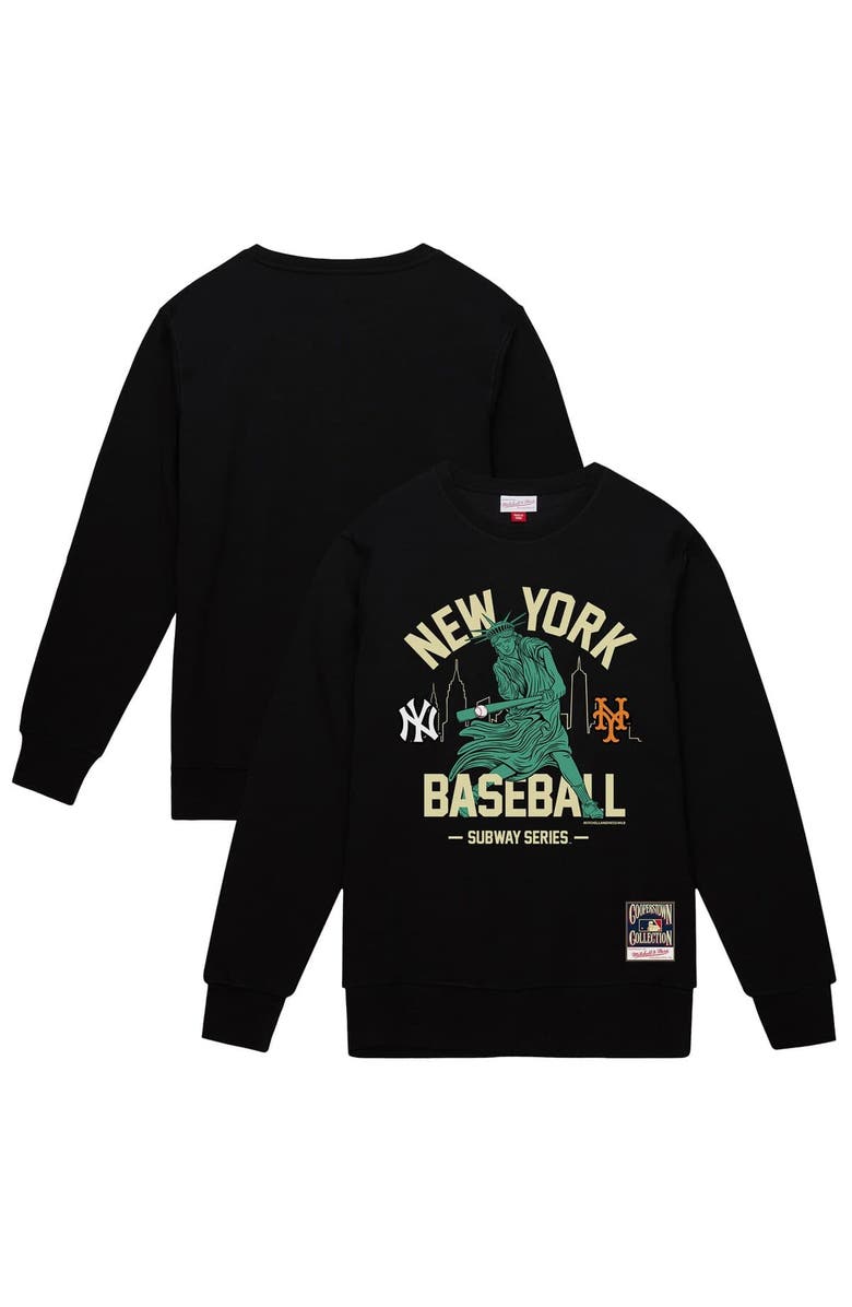 Mitchell & Ness Men's Mitchell & Ness Black New York Yankees vs. New York Mets Subway Series Swinging Liberty Pullover Sweatshirt, Alternate, color, Black