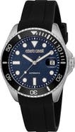 Roberto Cavalli Vigore Automatic Silicone Strap Watch, 40mm