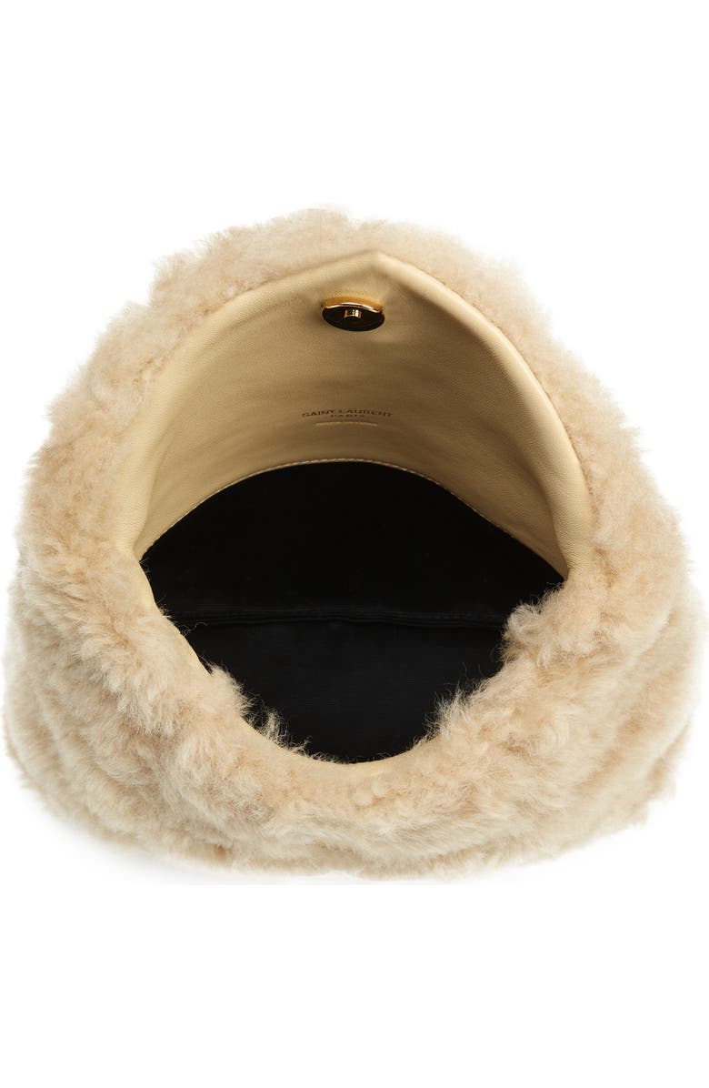 Saint Laurent Small Lou Puffer Genuine Shearling Pouch, Alternate, color,