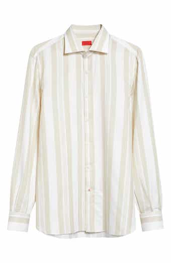 Stripe Cotton & Silk Button-Up Shirt