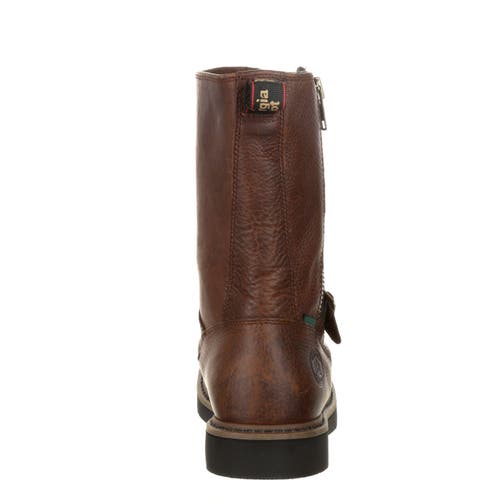Georgia Boot Waterproof Side Zip Work Wellington In Brown