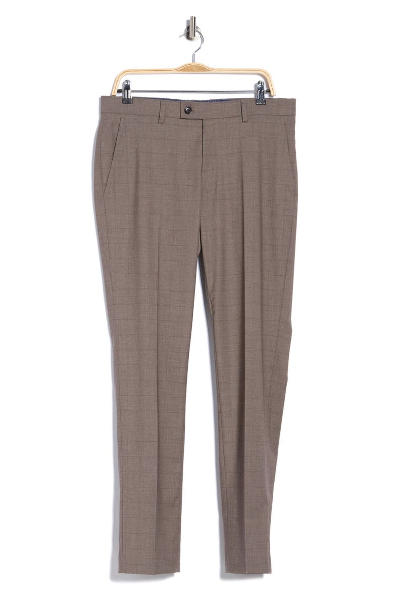 Slim Fit Tonal Pane Dress Pants, Main, color, BROWN